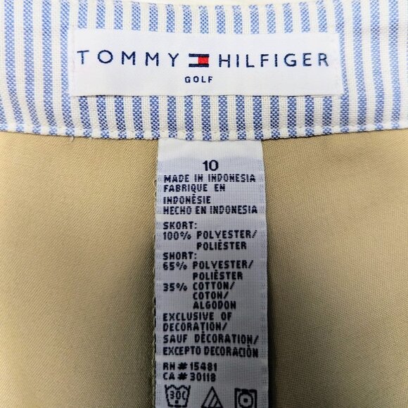 TOMMY HILFIGER GOLF Flat Front Pleated Anna Skirt Skort Khaki Size 10 - Picture 2 of 15